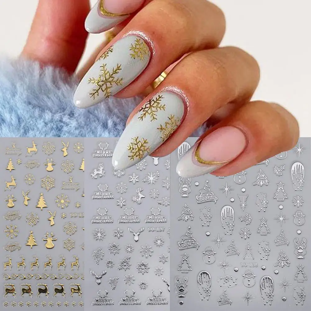 Christmas Theme Trendy Manicure Nail Art Sticker Nail Decoration Decal DIY Valentine's Day 3D Adhesive Stickers