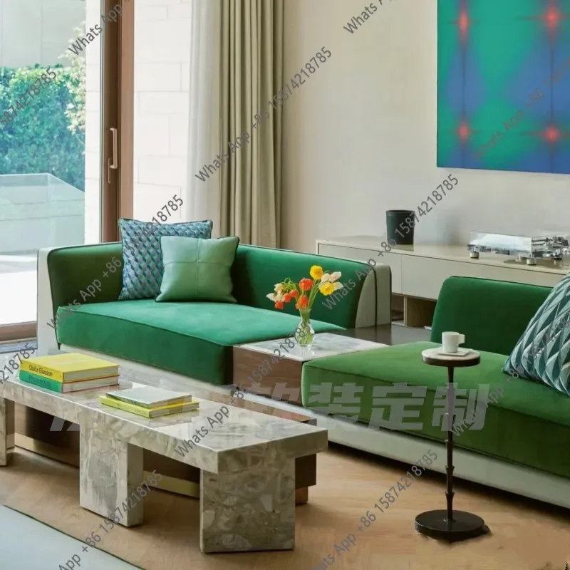N67 Nordic designer color scheme forest leisure lazy wind matcha green fabric color matching living room sofa