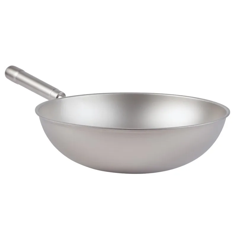 

Household all-titanium uncoated wok, light and large arc