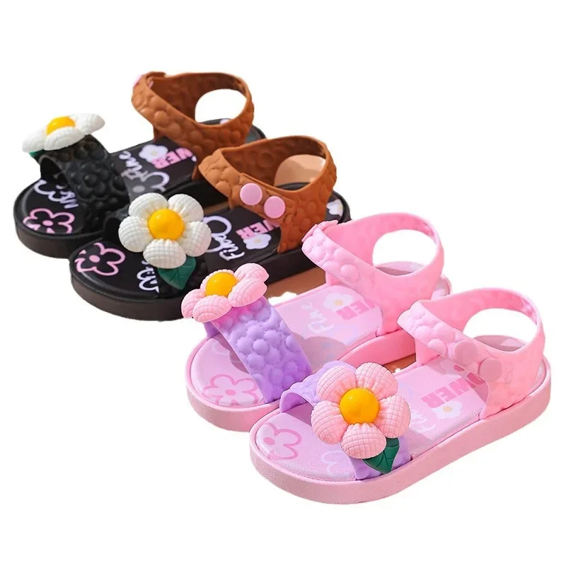 Sandalias antideslizantes para niños y niñas, zapatos transpirables de arcoíris, princesa bonita, para exteriores y playa, novedad de 2024