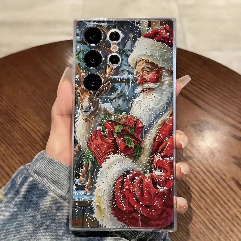 Weihnachten Santa Claus Lkw Klar Telefon Fall Für Samsung Galaxy S25 S24 Ultra S23 FE S22 Plus A36 A56 A55 A54 a53 A35 A34 Abdeckung