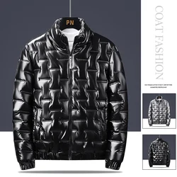 Men's standing collar cotton jacket in autumn and winter, shiny and personalized warm jacket for outdoor sports, warm cotton coa