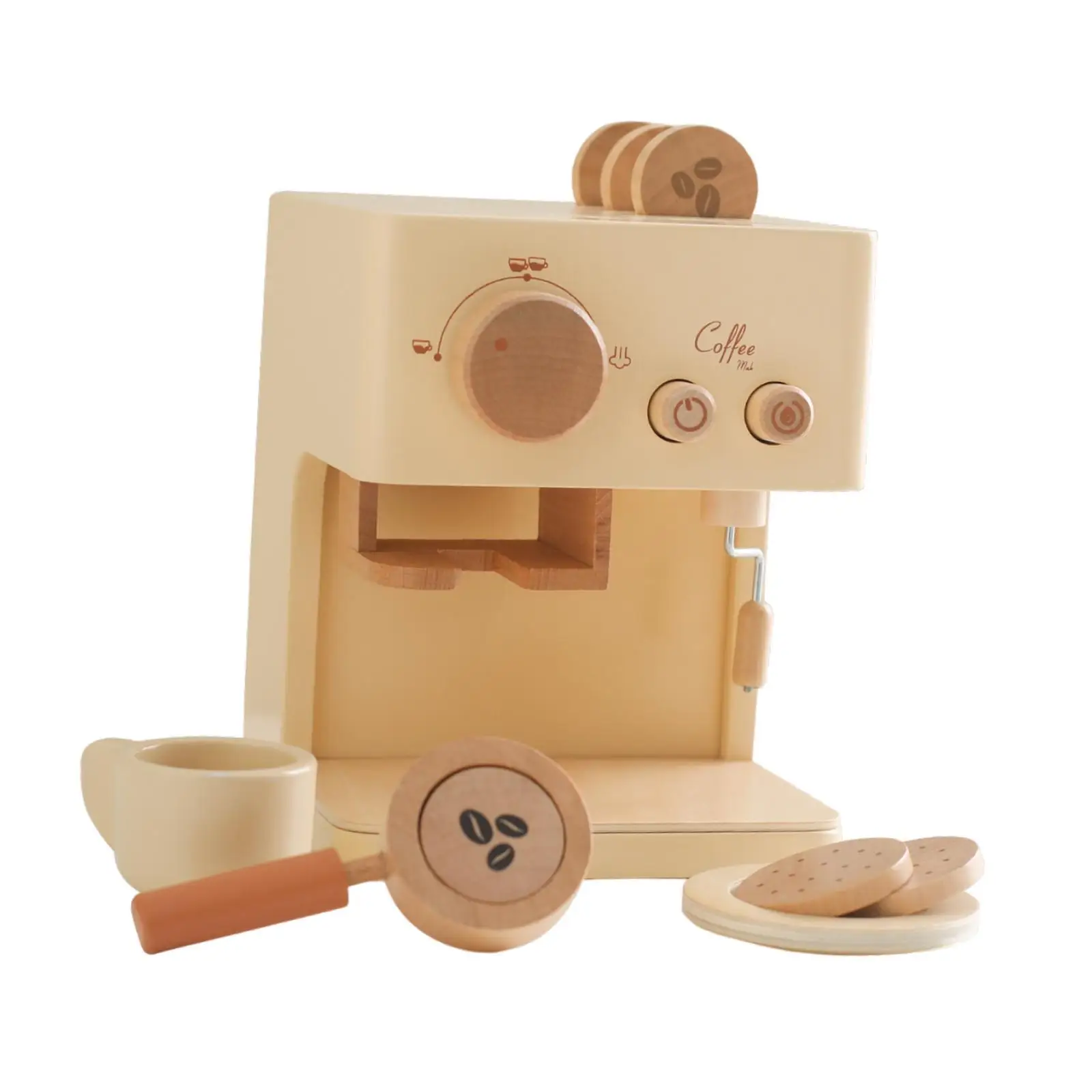 Child Coffee Maker Playset Upgraded Toy Coffee Set Play Learning Montessori Toy Play Kitchen Accessories for Gifts Girls Boys