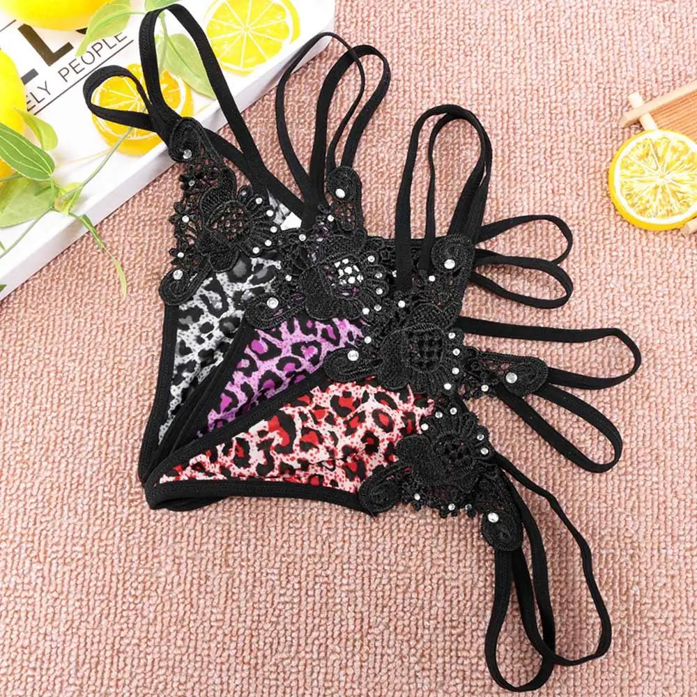 Micro Mini Thong Breathable Knickers Newly Design Leopard Style Underpants Sexy Panties G-string Briefs T-back