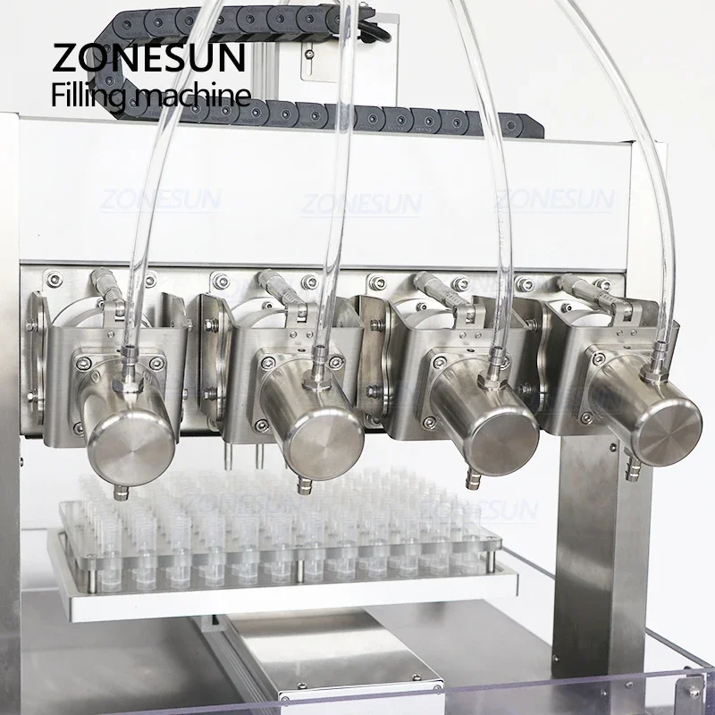 ZONESUN ZS-XYZ4 液体充填機 4 ヘッドセラミックプランジャーポンプバイアルチューブ化学薬品包装生産ライン
