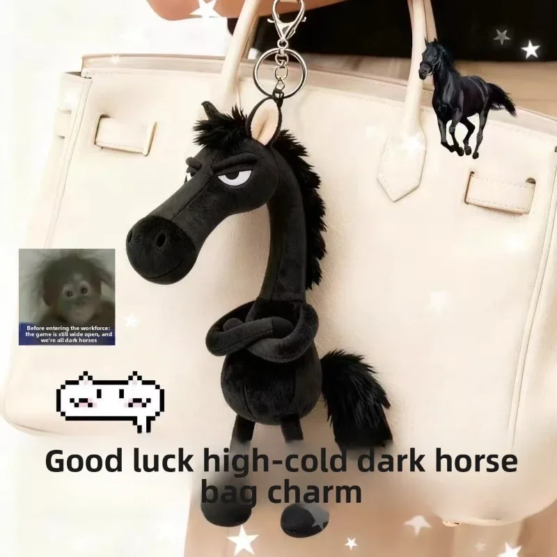 Grumpy Horse Plush Keychain, Cool Crossed-Arms Horse Bag Stuffed Animal Pendant for Teens