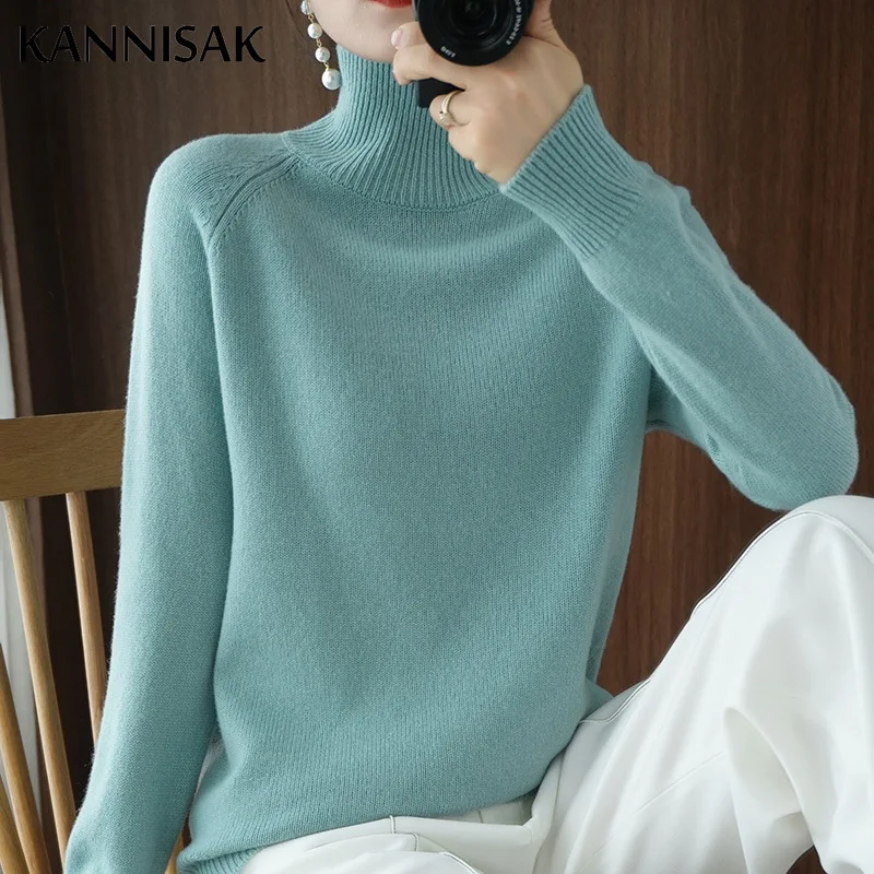 Women Sweater Turtleneck Autumn Winter Korean Solid Warm Pullovers Loose Casual Female Jumper Long Sleeve Bottoming Shirt Tops