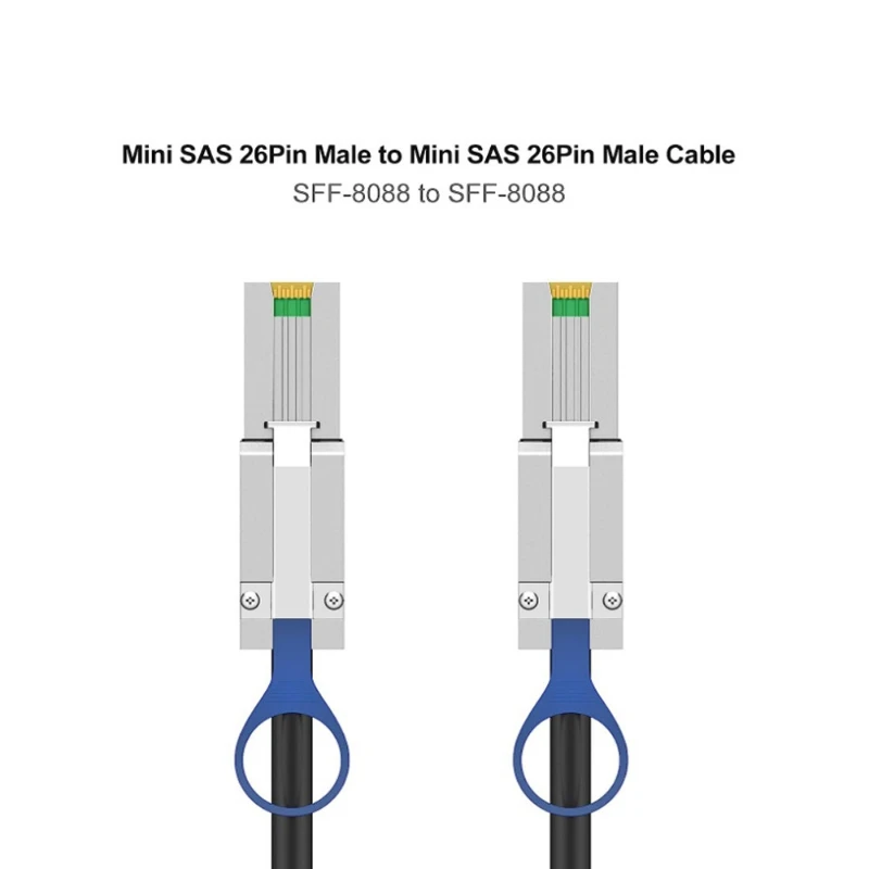 SFF-8088 to SFF-8088 External Mini SAS HD Cable, 6Gbps SAS2.0 26Pin Hybrid Cable Attached SCSI for Raid Systems