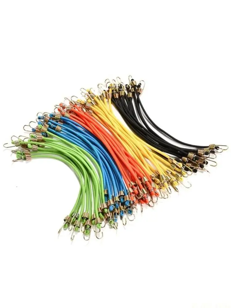 M5TC 20Pcs Elastic Strap for Hiking Camping Luggage Bundling Heavy Duty Bungee Cord with Hook Multifunctional Bungee Strap