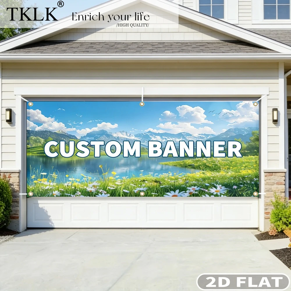 2D FLAT 1pc Custom Garage Door Decor, Personalized with Your Photo, Logo & Text, 190x390cm/74.8x153.54 Inch Polyester Fabric