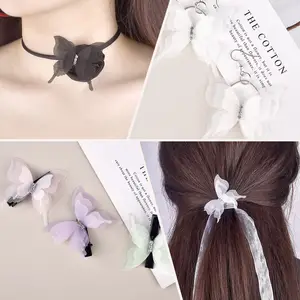 10/20pcs Color de degradado Organza Fabric de mariposa Appliques 5 cm de mariposa de gasa translúcida para la decoración de la artesanía de costura de bricolaje 10 mejores bordados de mariposa de ventas - №4