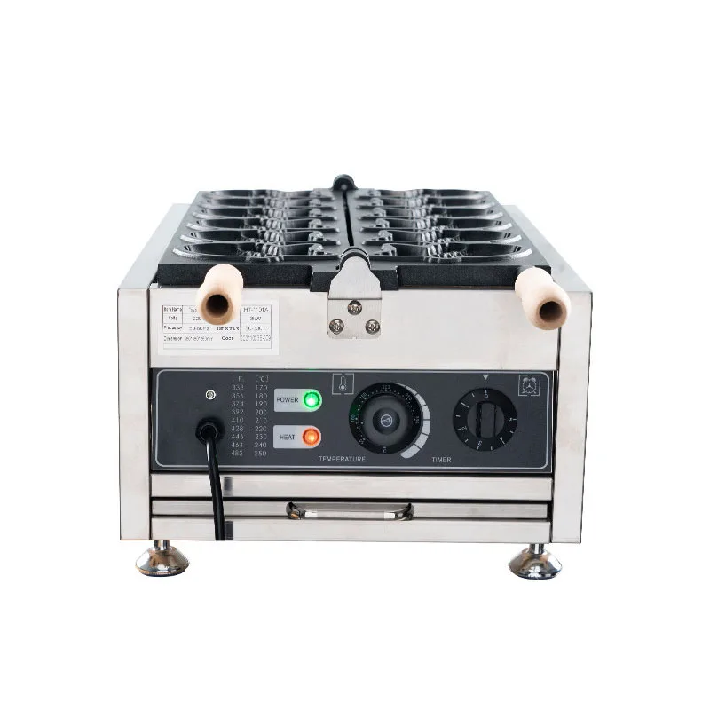 Dual Temp Control Electric Taiyaki Maker Non-Stick Fish Mold Stainless Steel Commercial Fish Cake Waffle Machine