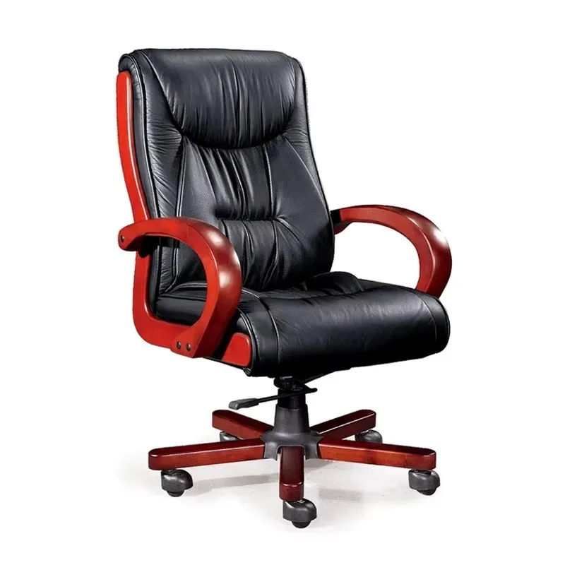 Super Comfort High Back Executive Boss Chair Luxury Adjustable Swivel Traditional Design Synthetic Leather Wood Frame