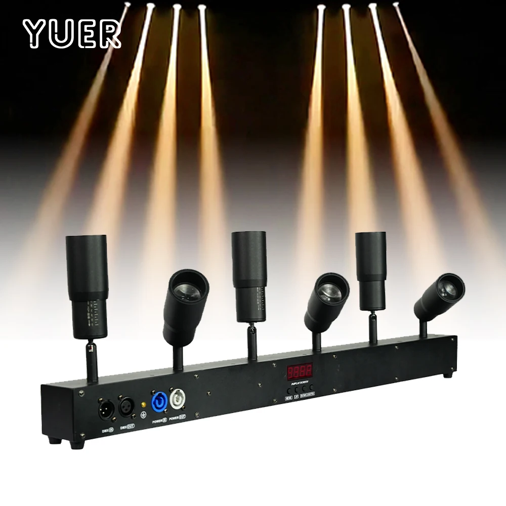 

YUER 6X10W LED Spot Light Beam Zoom Wash Bar Warm Color Indoor Dmx512 Stage for DJ Disco Party Art Exhibition Home Club