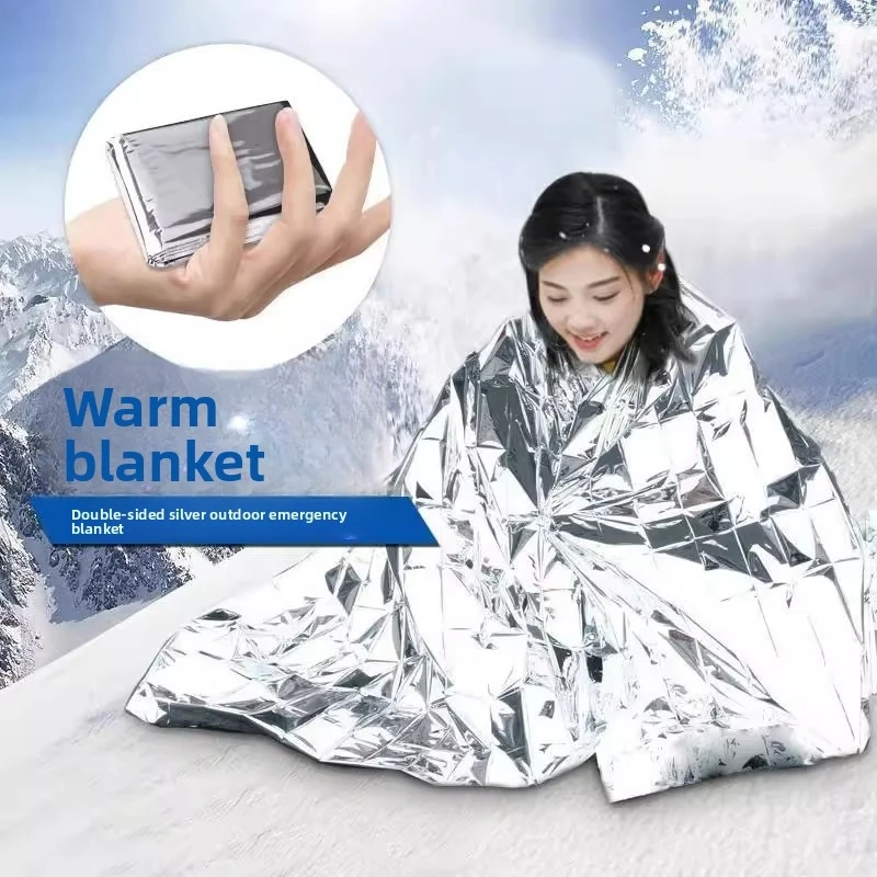 PET Silver Emergency Thermal Blanket, Portable Survival Blanket for Outdoor First Aid, Wholesale Outdoor Gear.