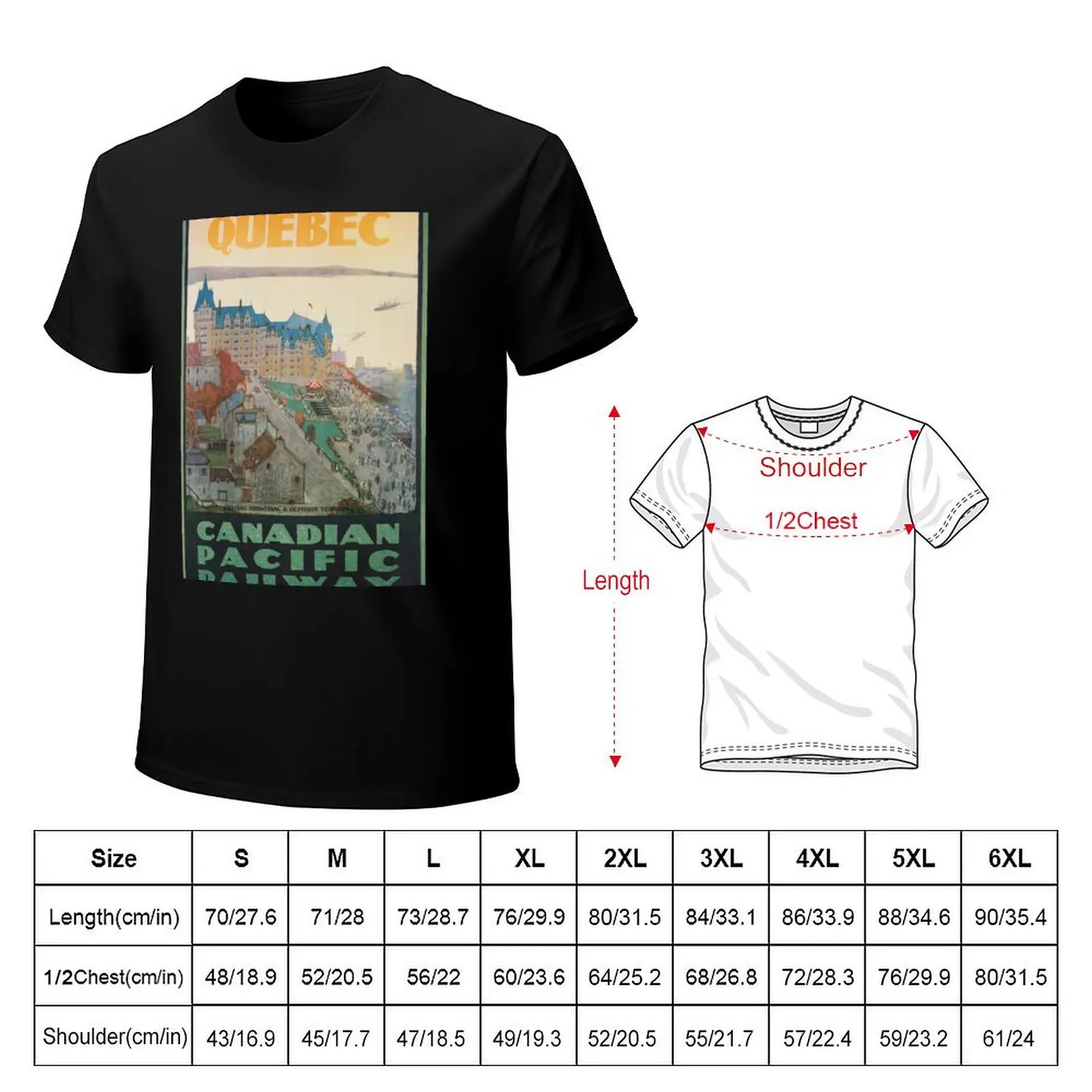 Quebec Canada, Chateau Frontenac; Vintage Travel Poster T-Shirt Stylish Graphic Short Sleeve Top