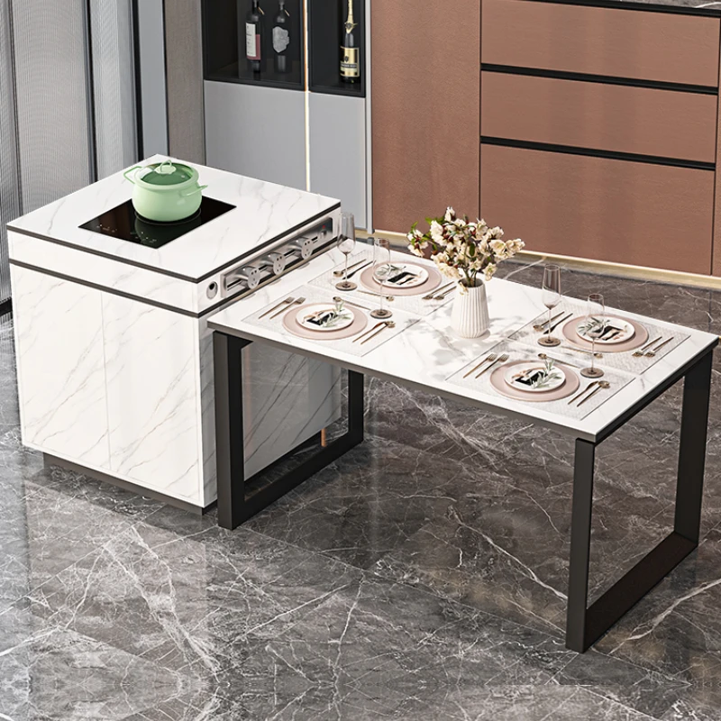 Island Stone Plate Dining Table with Locker Household Small Apartment Kitchen Bar Storage Kitchen Island Separate Tea Table