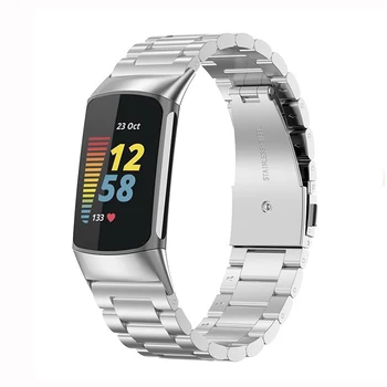 Nowa pętla ze stali nierdzewnej dla Fitbit Charge 6/5 metalowa bransoletka do zegarka pasek na nadgarstek łańcuszek dla Fitbit Charge 5 Correa