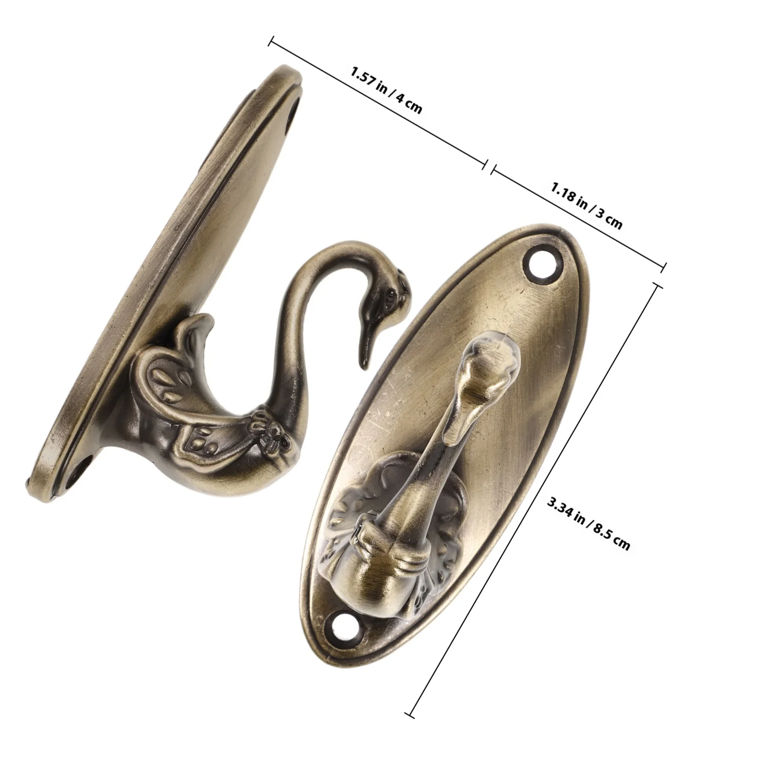 زوج من الستائر المزخرفة البرونزية، أربطة ربط على شكل بجعة لستائر الستائر، خطافات ستائر أنيقة كلاسيكية #3