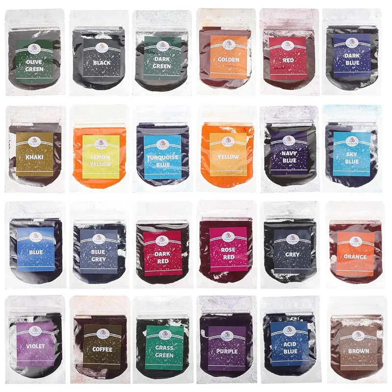 24 Bags Of 24 Colors Permanent Tie Dye Pigment Powder For Paint Dye Soap Making Nail Polish Epoxy Resin Candle Making-A03I