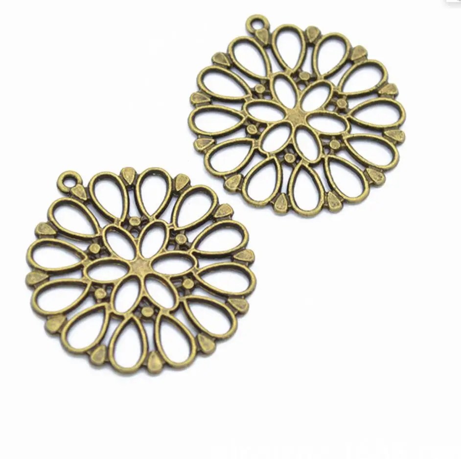 70pcs 36x33mm Small Flower Charms For Jewelry Making Hollow Flower Of Life Charms F0221