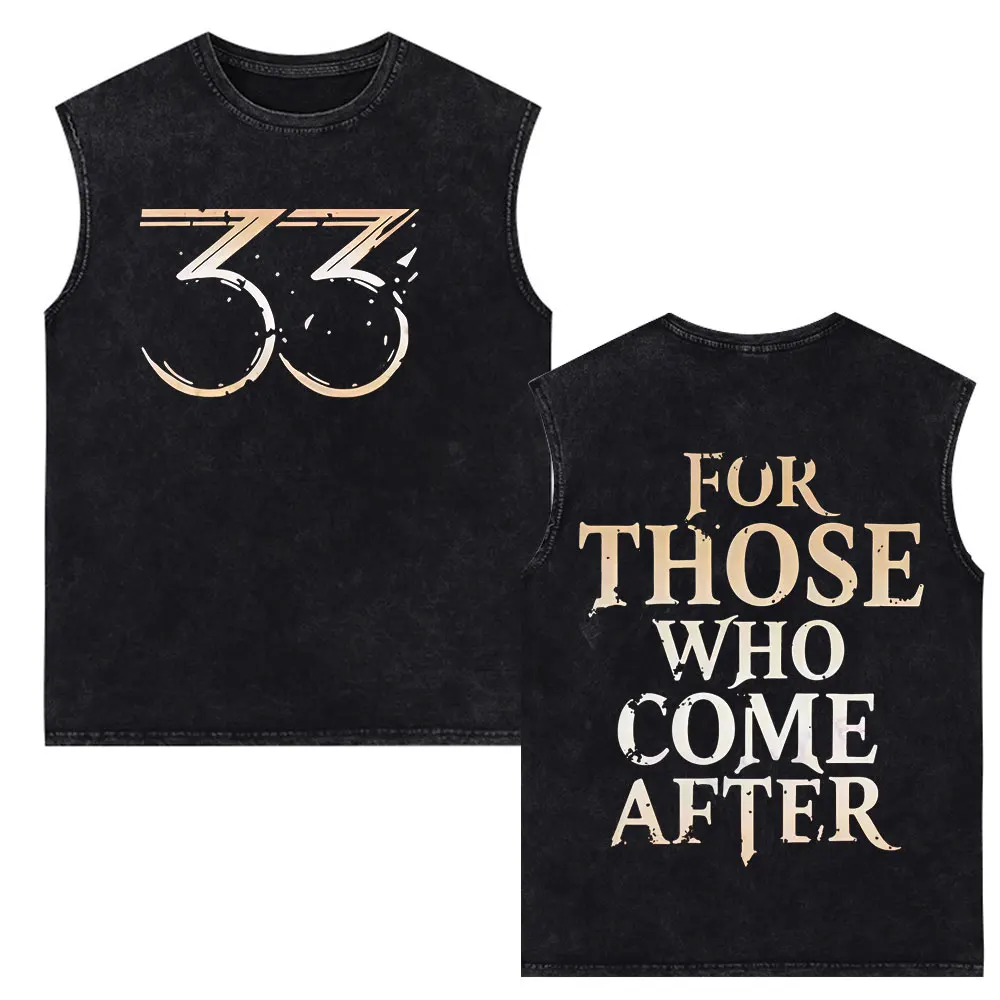 Clair Obscur Expedition 33 for Those Who Come After Vintage Washed Vest T Shirt Men Women Fashion Oversized Sleeveless Tank Tops