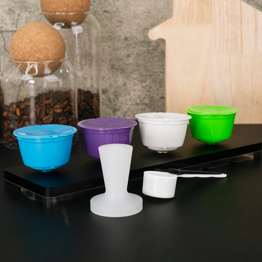 Reusable Coffee Capsules With Tamper Compatible With Dolce Gusto Coffee Makers Colorful Coffee Filter Pod