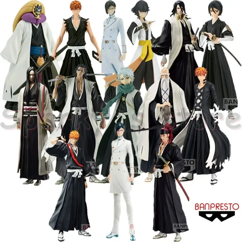 ฟิกเกอร์อนิเมะ Bandai ของแท้ของแข็งและวิญญาณฟอกสีอนิเมะ Ichigo Kurosaki toushiriu Hitsugaya ของเล่นตุ๊กตาขยับแขนขาได้สำหรับเด็กโมเดลของขวัญ