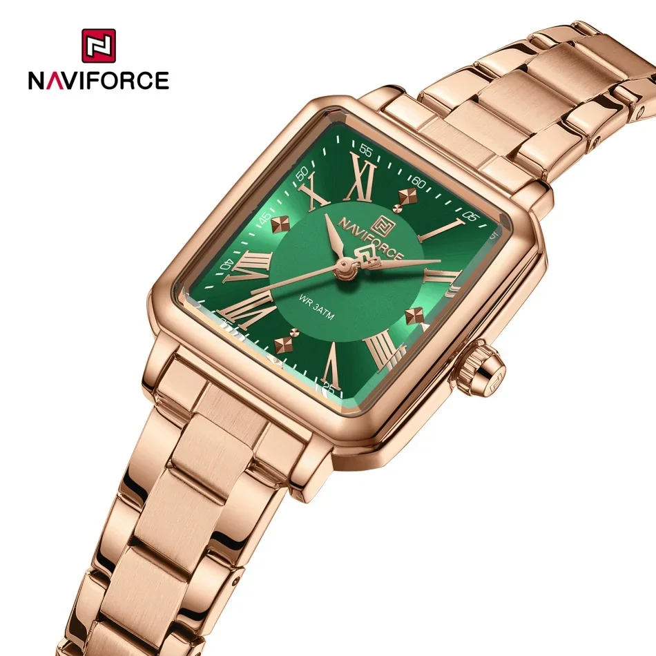New Style NAVIFORCE Double Snap Watch Women Elegant Stainless Steel Ladies Clock Women's 30M Waterproof Wristwatch Fashion Gifts