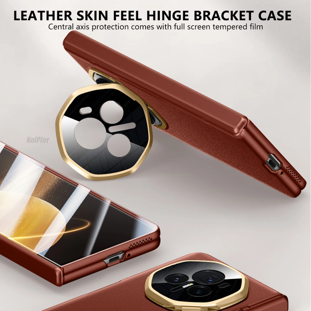 Luxury Hinge Screen Protector Case for Honor Magic V3 V 3 2024 Official Case Shockproof Back Cover Kickstand Skin Case