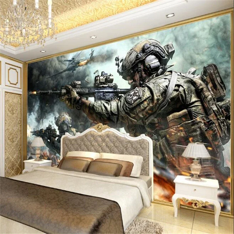 

Индивидуальные фотообои с изображением сержанта в военной форме для KTV-баров, современные военные тематические обои для стен, декор для спальни, мебель