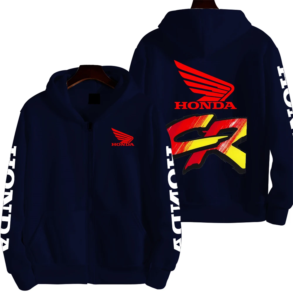 Honda motocicleta cr homens zip up hoodie primavera outono masculino moletom de grandes dimensões ao ar livre novo esporte feminino jaqueta casacos