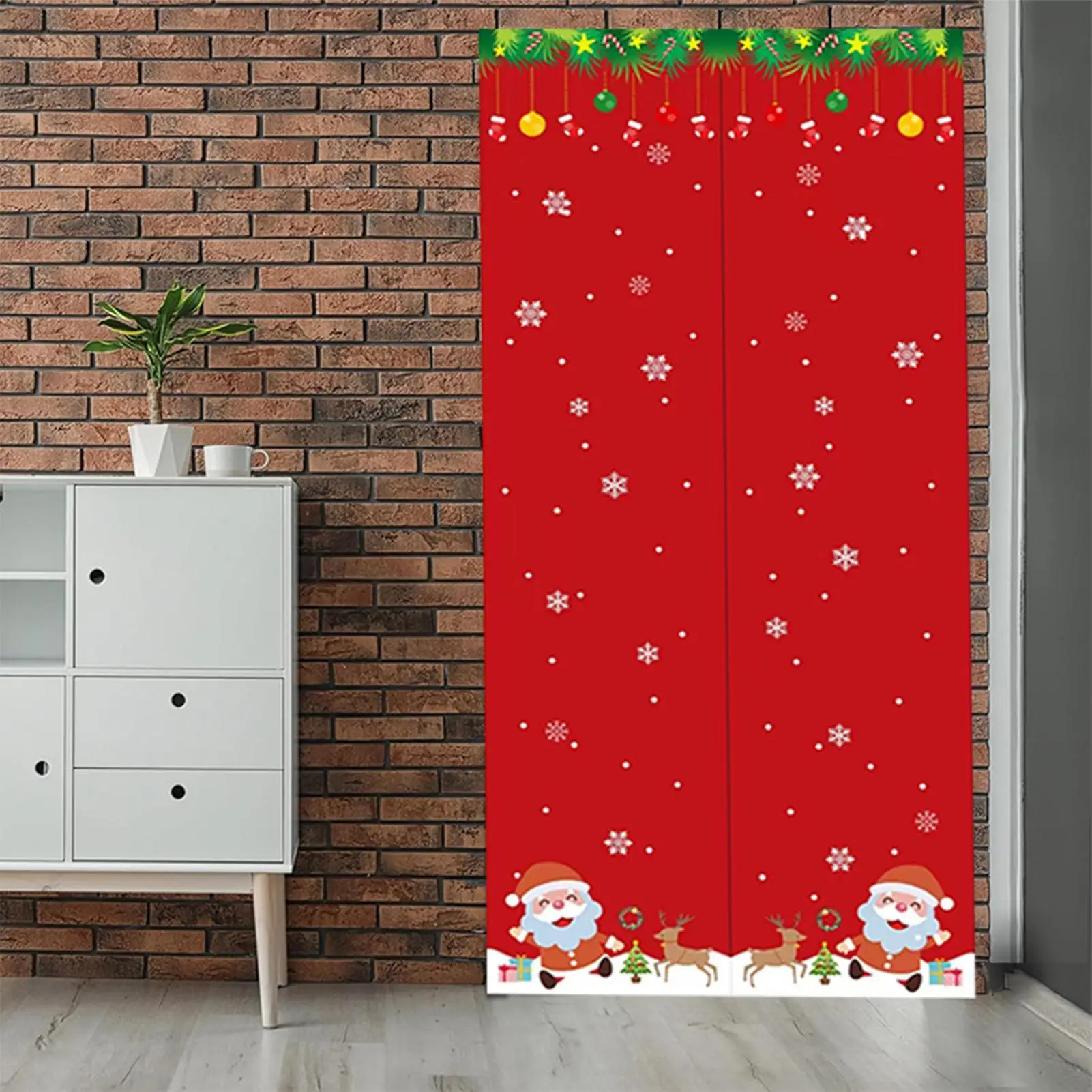 Door Cover Christmas Santa Claus Screen Holiday Printed Blackout Door Cover For Cold Weather Living Room Nursery Window Kitchen