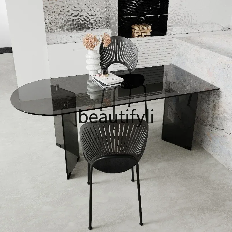 LXItalian الحد الأدنى طاولة طعام زجاجية غرفة الطعام المنزلية جدار جزيرة طاولة طعام كراسي متجر طاولة المفاوضاتSSS