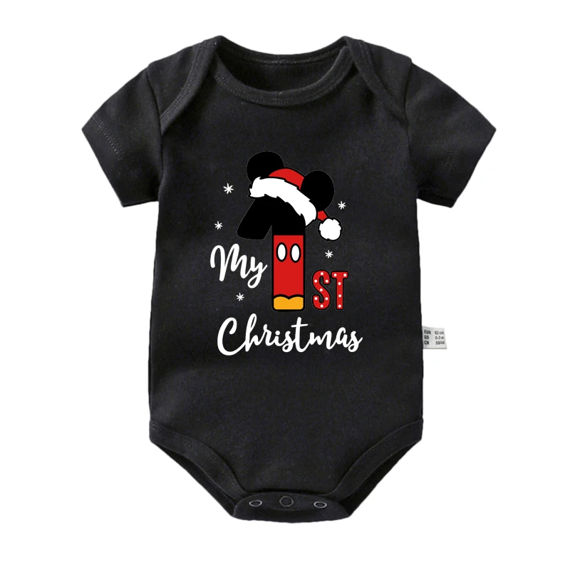 My First Christmas Newborn Baby Bodysuits Micky Mouse Christmas Rompers Cotton Cartoon Boys Girls New Year\'s Outfits Xmas Gift