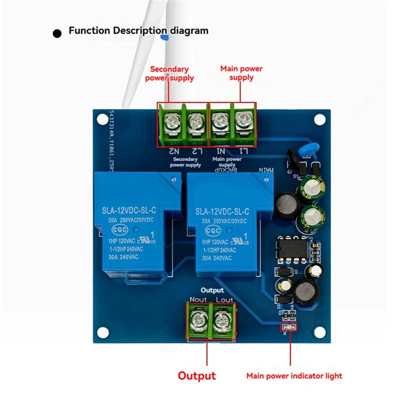 Scheda interruttori di conversione APPLIA 220V 2-CH Modulo interruttore di alimentazione automatico Convertitore di interruzione di corrente di emergenza in standby