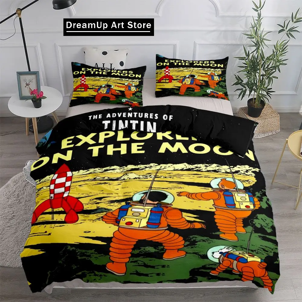 3D Print Fashion T-Tintin Adventure Tales Children Duvet Cover Set King Queen Double Twin Single Bed Linen Set