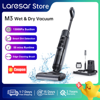 Laresar M3 Cordless Wet Dry Vacuum Cleaner Mop, Edge Cleaning 55min Auto Suction Floor Washer Self-Cleaning Smart Home Appliance