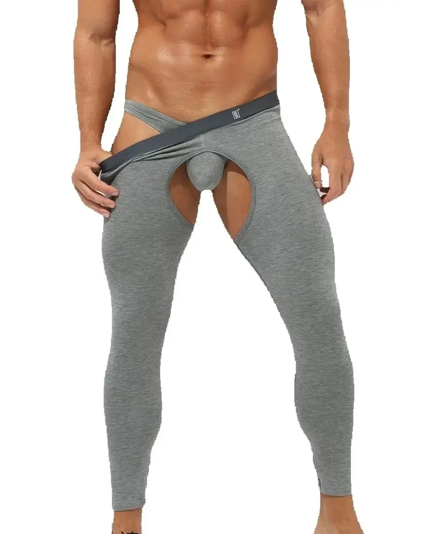 Modal pants men\'s leggings single piece tight  transparent fitness shorts