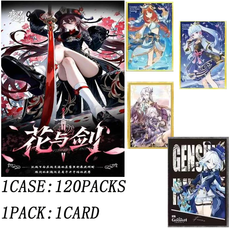 Venta al por mayor Genshin Impact Art Boards Collection 19 Temas Serie A6 Premium Set Limited 150 Estuches Edición Flor y Espada