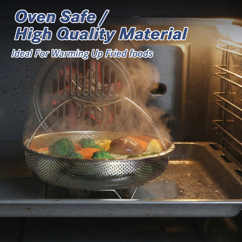  tastyWay Multi-function Stainless Steel Steaming Tray Drain Basket Durable Fruit Vegetable Drainage Basket Cooking Steaming 