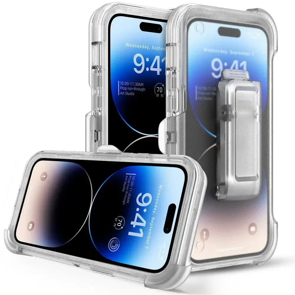 3IN1 Heavy Duty Armor Military Grade Drop Ott Protection Box Case for  IPhone 16 15 14 Pox Max Plus Shockproof Belt Clip Cover