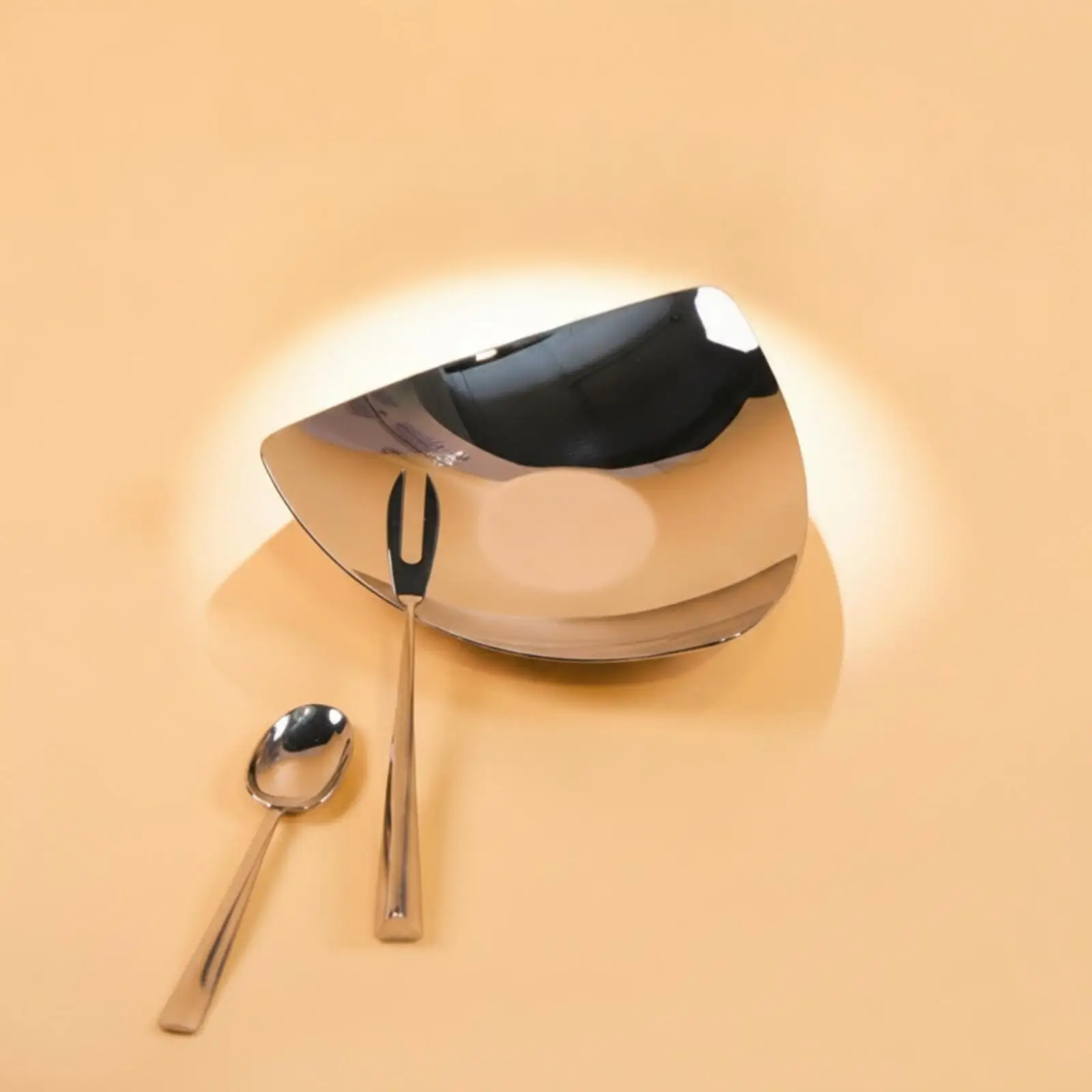 Rust Proof Steel Dessert Plate Modern Triangular Design Compact Size for Serving Appetizers at Parties Events