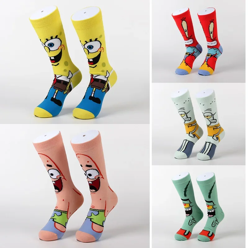 SpongeBob SquarePants Women Socks Funny Cute Cartoon Anime Happy Hip Hop Street Harajuku Skateboard Socks Men Casual Socks Gifts