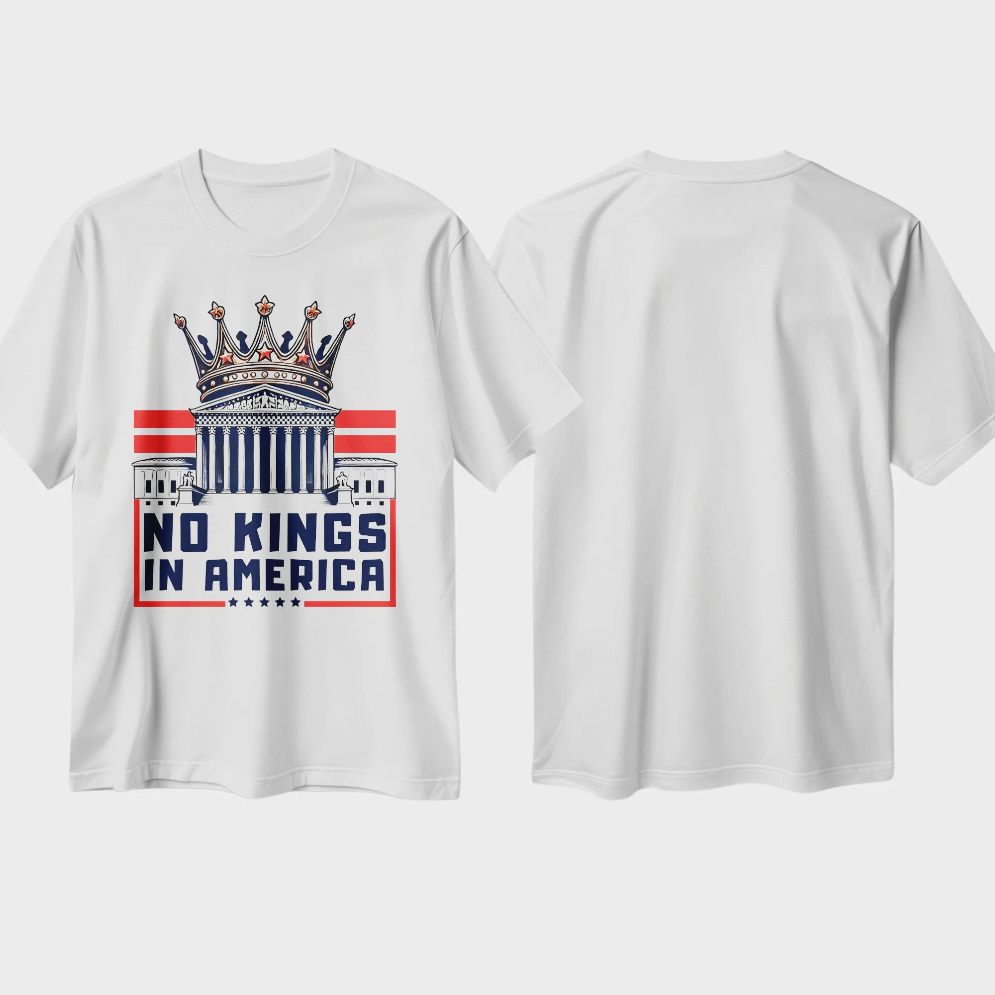 

Funny T-shirt No Kings White House Graphic 100% Cotton Breathable Round-neck Casual Party Essential Short-sleeved Shirt