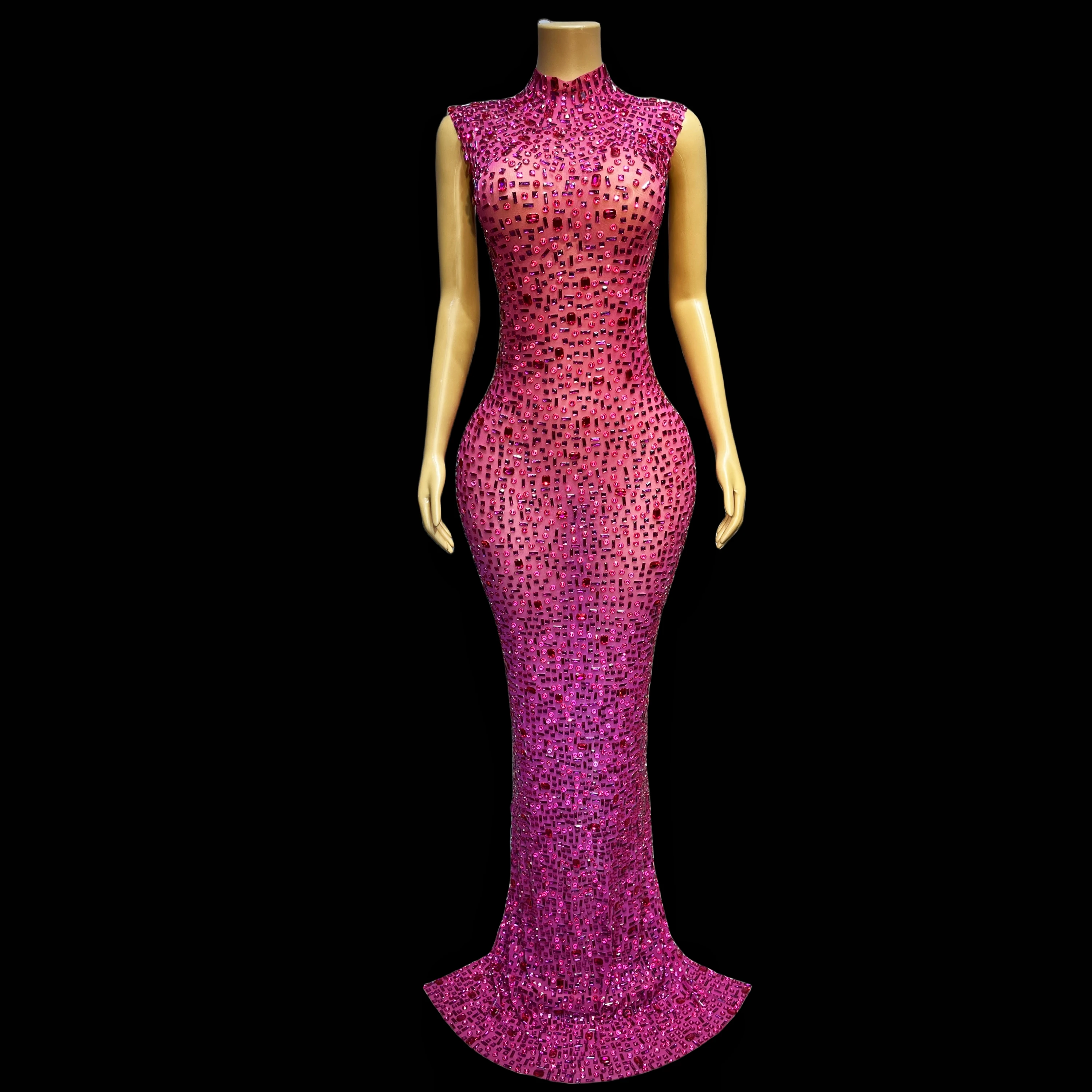 7 colores Irregular Rhinestone celebración de lujo falda larga traje de baile bailarina vestido de baile disfraz de cumpleaños jinbei