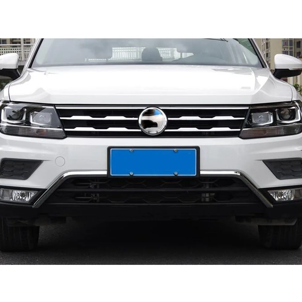For Volkswagen VW Tiguan L MK2 2016 2017 2018 2019 2020 ABS Chrome Trim Front Upper Grid Grill Grille License Plate Frame Bumper - view 2