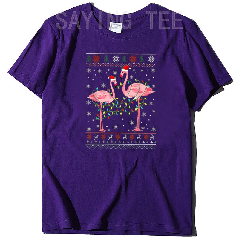 Funny Flamingo Lights Tangled Ugly Sweater Christmas Classic T-Shirt Xmas Costume Women Clothing Family Matching Outfits Gifts