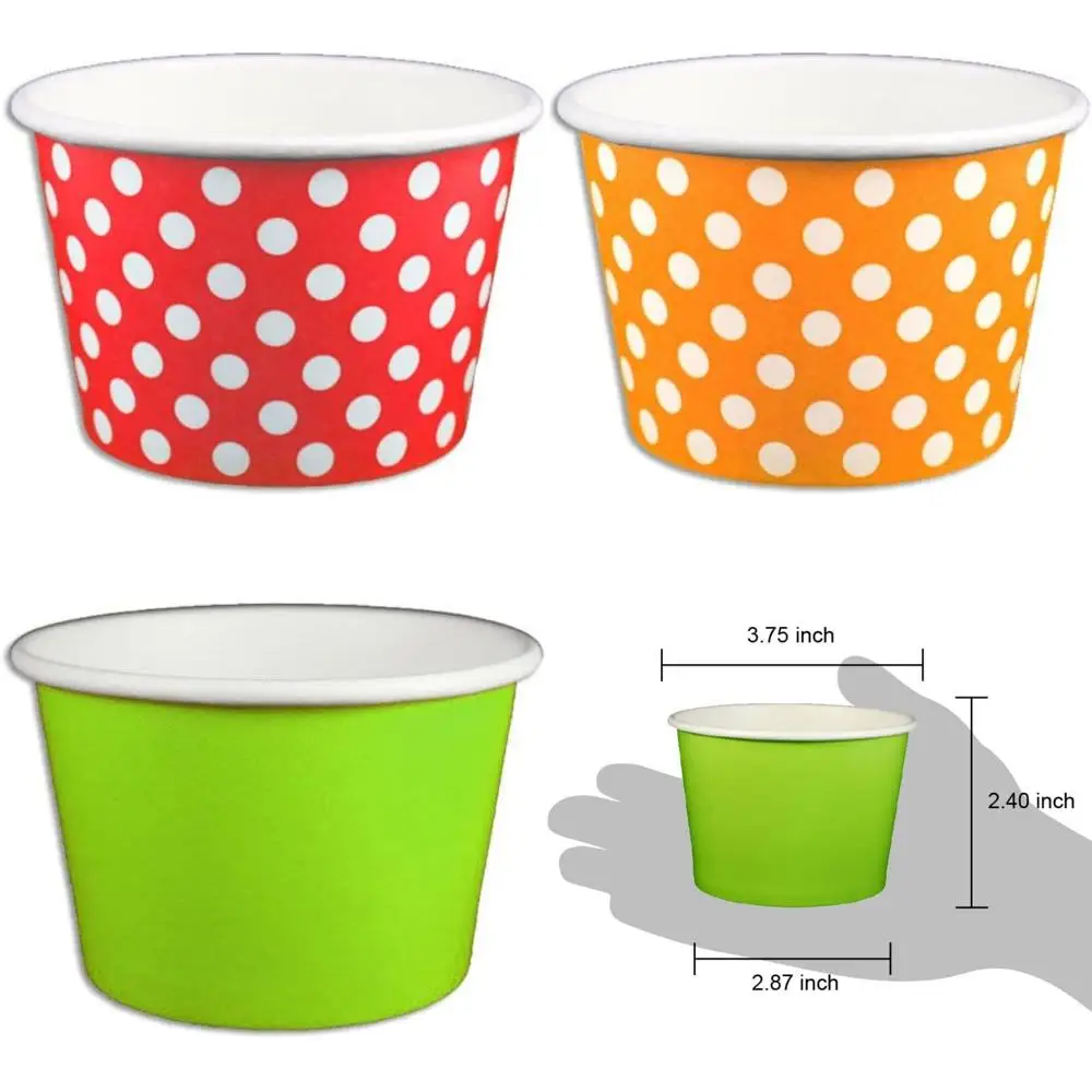 

Красный дизайн в горошек — 1000 одноразовых чашек для йогурта, 8 унций