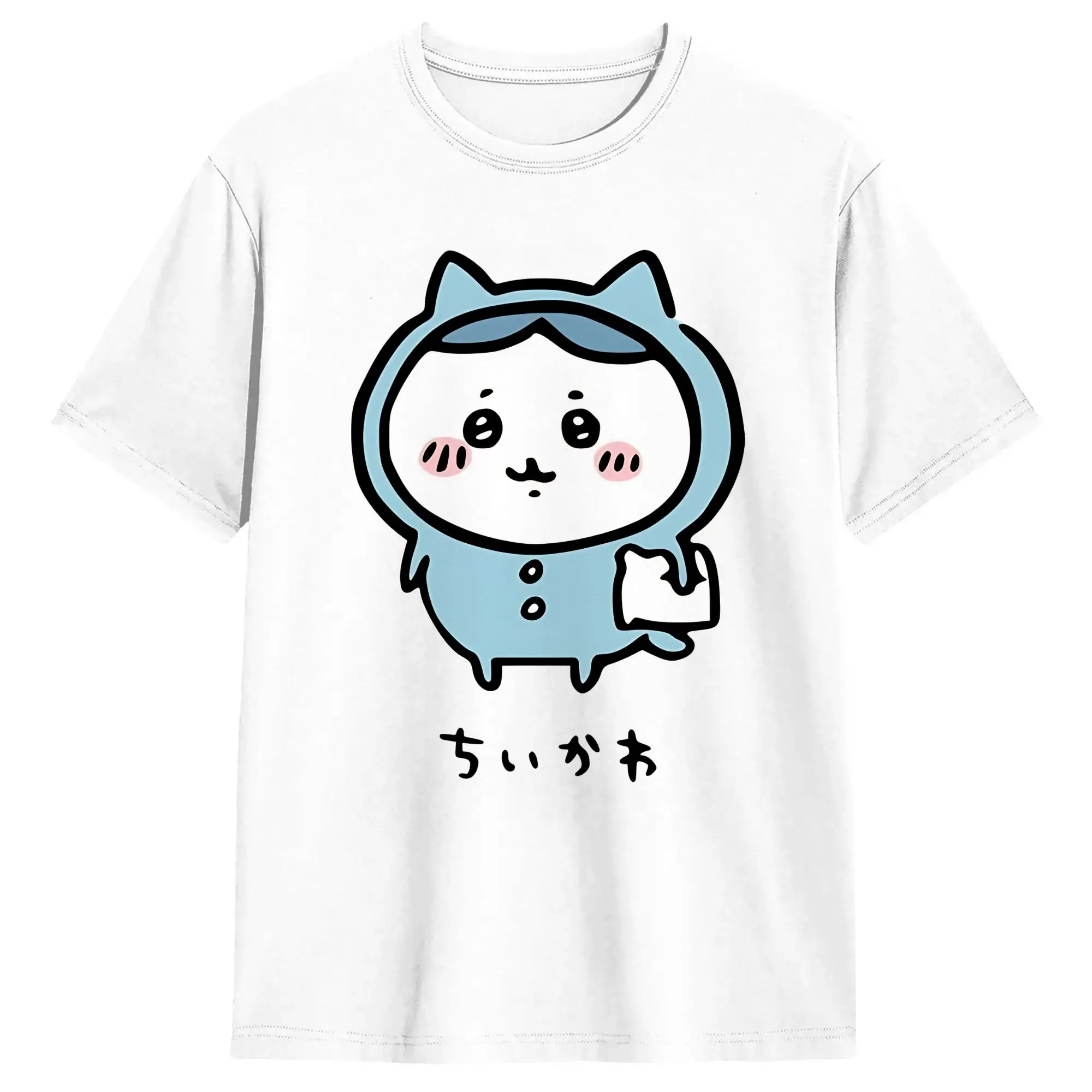 Hachiware in Pajama PJ Party Chiikawas Usagi Pillow T-Shirts Men Novelty Cotton Tees O Neck Short Sleeve T Shirts Unique Tops